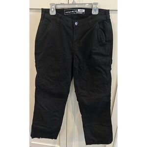 Carhartt Womens 4 Loose Fit Double Knee Work Pants Black Custom Raw Hem see pics